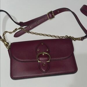 Coach Burgundy Crossbody Bag with Gold Accents